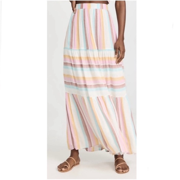 L*Space Bondi Metallic Striped High Rise Elastic Waist Pull-On Maxi Skirt Medium - Picture 11 of 11